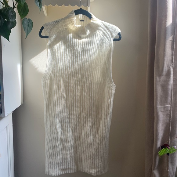 Poof! Sweaters - White Turtleneck knit sweater dress